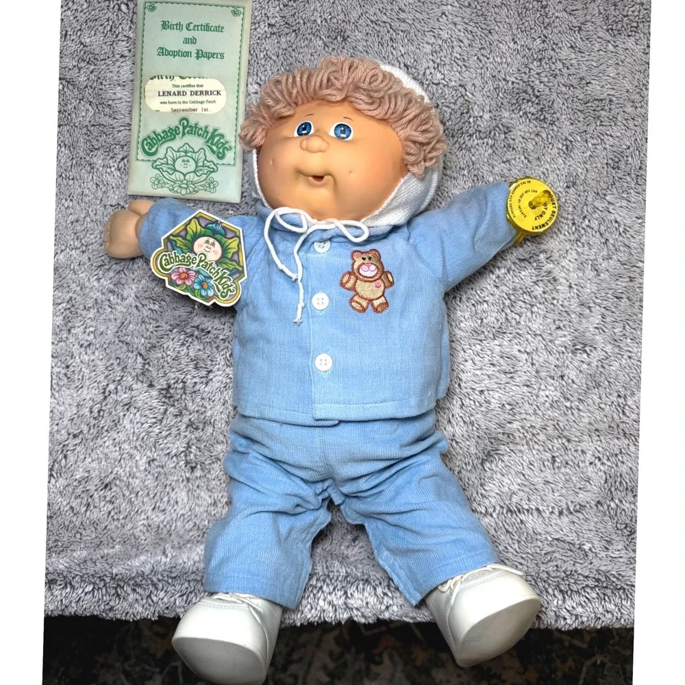 Vintage 1985 Cabbage Patch Kids Pacifier Boy Doll Coleco Blond Blue Eyes Papers